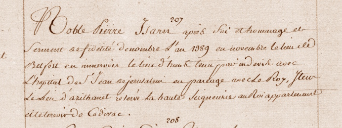 Reconnaissance au roi de la seigneurie de Beaufort, par Pierre Isarn