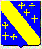 D'azur à la bande d'or, accompagnée de sept
croix fleuronnées au pied fiché du même, 4 en chef et 3 en pointe. Jean-Baptiste Rietstap - Armorial général
2e Edition 1887, Tome II page 635. Robert Silvae – Armorial Général.